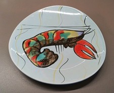 ASSIETTE FAIENCE DE PORNIC / MODELE HOMARD DIAMETRE 24,5cm 1960-70 .MBFA PORNIC