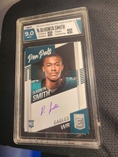 2021 Panini Elite Pen Pals DeVonta Smith RC Auto Purple Ink SSP HGA 9 Mint Eagle