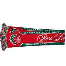 Vintage Rose Bowl Game Scarf Tournament of Roses Red Green Ruffneck UK Acrylic