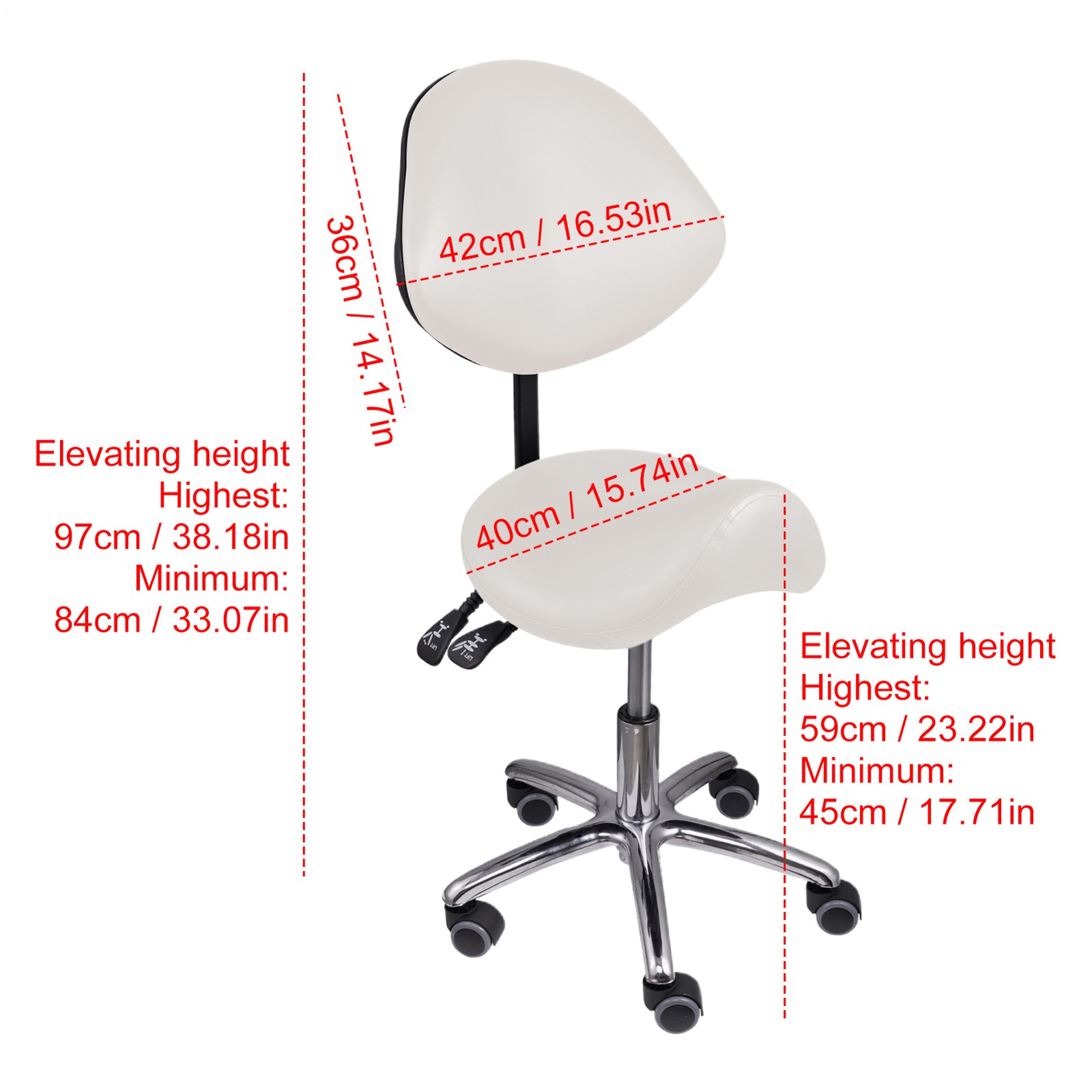 Adjustable Height Ergonomic Saddle Stool for Salon,Clinic, Living Room New---