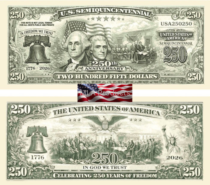 50 Pack America 250th Anniversary Dollar Bill Collectible US