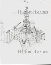 1972 Press Photo ODECO Offshore Oil Rig "Ocean Scout" Sketch - nod09584