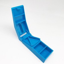 Blue Pill Cutter Medicine Tablet Holder Splitter Half Storage Compartment Box