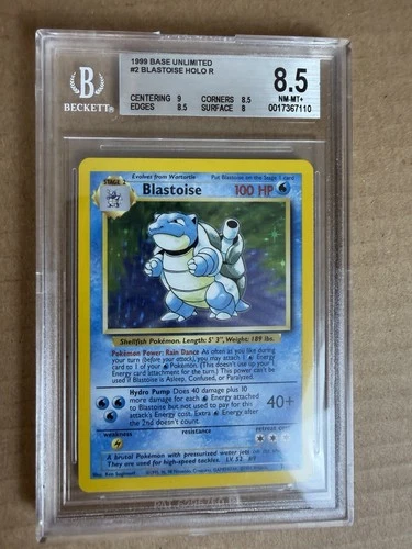 1999 Pokemon Base Set Unlimited Blastoise #2 BGS 8.5 Pokemon