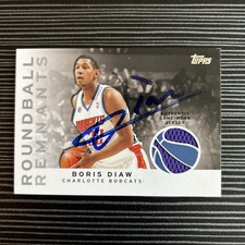 BORIS DIAW CHARLOTTE BOBCATS Signed Autographed ‘09 TOPPS BASKETBALL JERSEY CARD