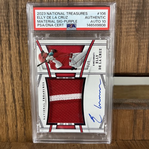 2023 National Treasures Rookie Mat. Sig. Elly De La Cruz Purple /9 PSA Auto 10🔥