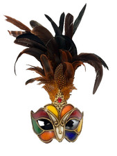 Venetian Eye Mask with Feathers Perfect for Masquerades and Handmade in Venice