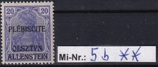 Allenstein Mi.-Nr.: 5 b aus Freimarken 1920 sauber postfrischer Wert
