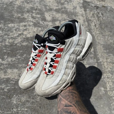 Mens Nike Air Max 95 Double Swoosh Move To Zero Light Bone Red Black UK Size 7 - Image 1 of 4