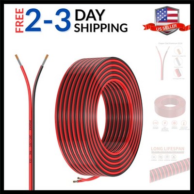20 Gauge 2 Conductors 100FT Electrical Wire, Red Black Cable, Flexible Low Vo...