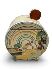 Rare Clarice Cliff BROOKFIELDS Bon Jour preserve pot & cover, circa 1936. Art...