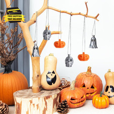 6 PCS Halloween Ghost Ornaments, Halloween Decorations Plastic Mini Ornaments wi