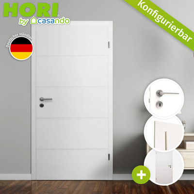 HORI Zimmertür Komplettset Innentür inkl. Zarge + Türgriff - Valencia RAL9010