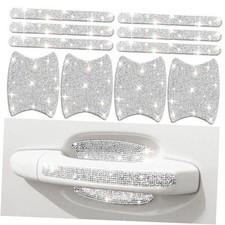 Bling Car Door Handle Protector, 10 PCS, White Sparkling White Diamond