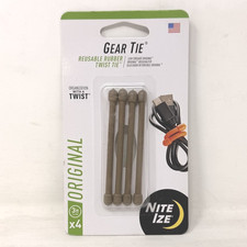 NITE IZE 094664019379 GEAR TIE ORIGINAL 3" REUSABLE TWIST TIES 4 PACK NEW
