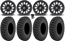Fuel Vector 14" Wheels Black 32" Warrior AT Tires Kawasaki Teryx Mule