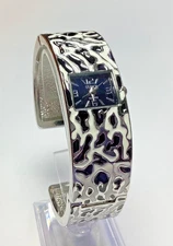 Studio Time Womens Watch Black White Silver Animal Cuff Sz. 6.75” New Battery