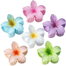 Flower Hair Clips for Women 6 Pcs Hawaiian Large Claw Clips Plumeria Medium Hair
