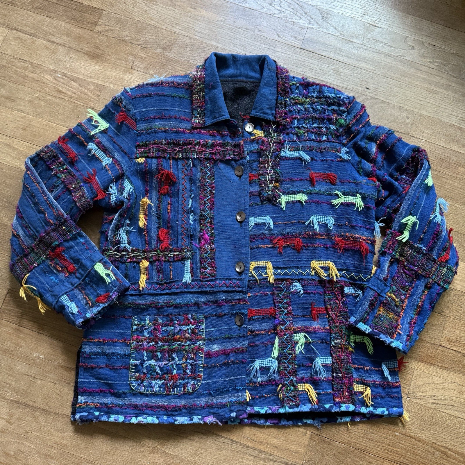 Handmade Nepal Boho Patchwork Jacket XL Artsy Hip… - image 4