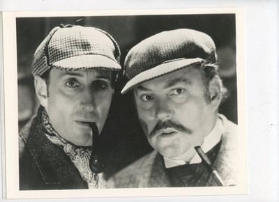 Sherlock Holmes cast photo, Basil Rathbone and Nigel Bruce, 8x10 black and white