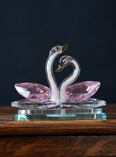 Neu Kristall Stil Schwan Figur Rosa Glas Ornament Verpackt