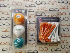 Juego de pelotas de golf y camisetas de golf de la Liga Nacional de Fútbol Americano NFL Miami Dolphins Nuevo de Lote Antiguo