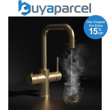 Brushed Brass 3 in 1 Instant Boiling Hot Water Kitchen Tap J Spout Cool Touch