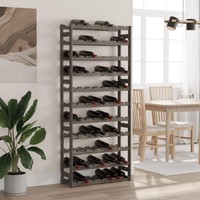 Weinregal FüR 77 Flaschen Grau Massivholz Kiefer