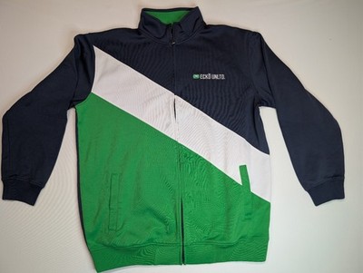 ECKŌ UNLTD. Zip Jacket Men s XL Navy Green White RN#93636 Logo Track Style