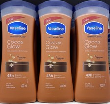 3 Pcs Vaseline Intensive Care Cocoa Glow Body Lotion Cocoa  Shea Butter 400ml