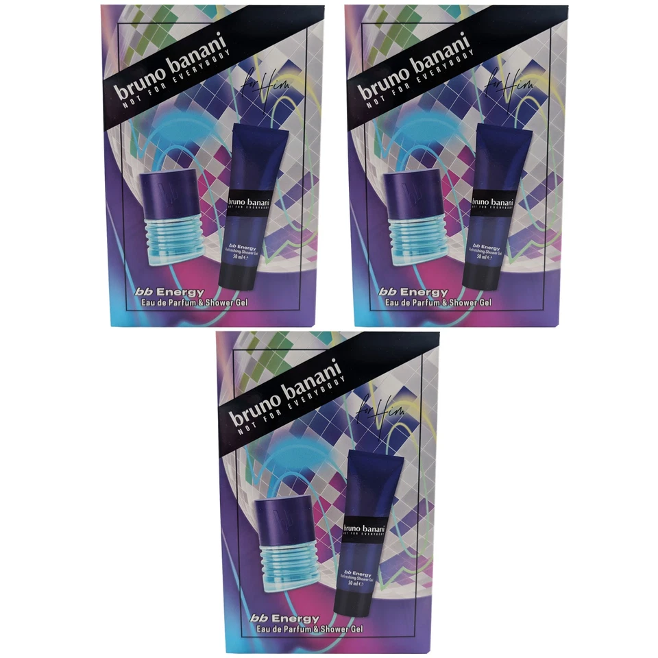 Bruno Banani ENERGY 3 x Geschenkset = 3 x 30ml EdP Spray + 3 x 50ml Duschgel man - Bild 1 von 4