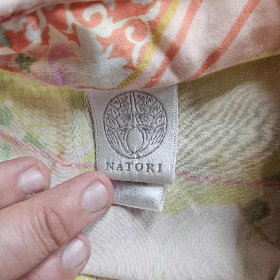 Conjunto de pijama Natori floral feminino tamanho pequeno top e calça ajuste relaxado guindastes rosa - Imagem 4 de 4