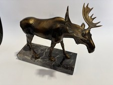 Sch&ouml;ne Tierfigur Elch mit Marmorsockel wohl Bronze H&ouml;he 27 cm, L&auml;nge 32 cm