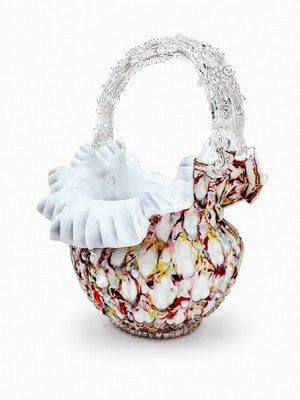 Antique Stevens & Williams Art Glass Basket Victorian English late 19th Century
