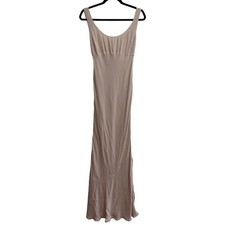 Reformation Barletta Tie Back Open Back Maxi Gown In Champagne SIZE 4