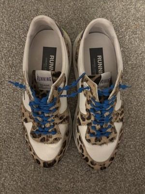 Golden Goose Running Sole Sneakers In Leopard Pony And Silver Star Women s 39