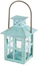 Vintage Decorative Mini Lantern, Centerpiece, Party Favor, 2.5 x 2.5 x 6.5, Blue