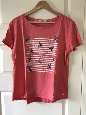 Cecil Pink T-Shirt, Size Large, Bird Graphic, Good Vibes, Classic, Comfort