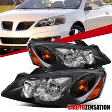 Fit 2005-2010 Pontiac G6 Black Headlights Headlamps Assembly Left+Right 05-10