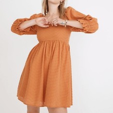 Madewell Size 2 Puff-Sleeve Waisted Mini Dress in Mulled Cider