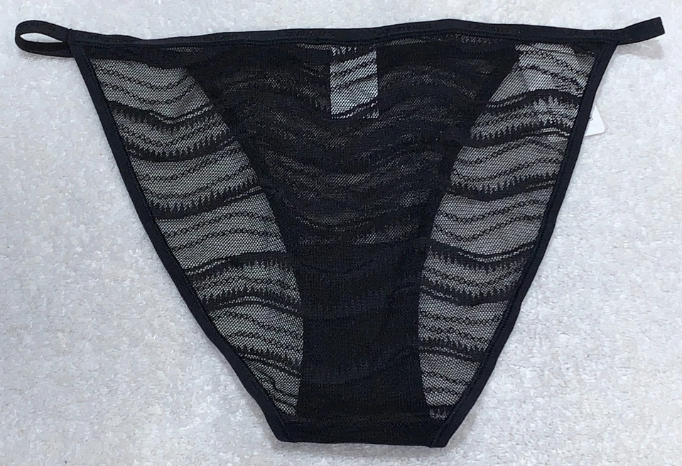 Braguita de bikini CALVIN KLEIN de encaje transparente negra con tanga NUEVA para mujer talla S 5 M 6 Foto 4 de 4