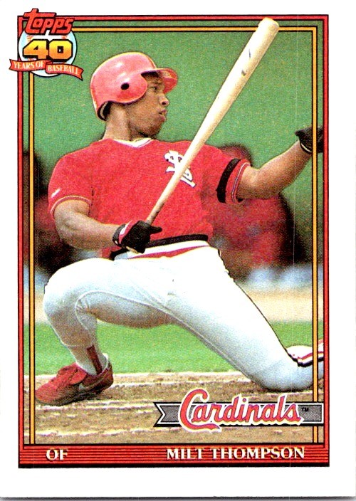 1991 Topps #63b Milt Thompson : A*B* on copyright line