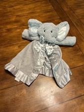 Bearington Baby Gray Elephant Lovey Satin Trim Plush Security Blanket 12.5 Inch