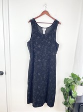 Vintage Y2K JA Studio Black Floral Sleeveless Midi Dress Women’s Large