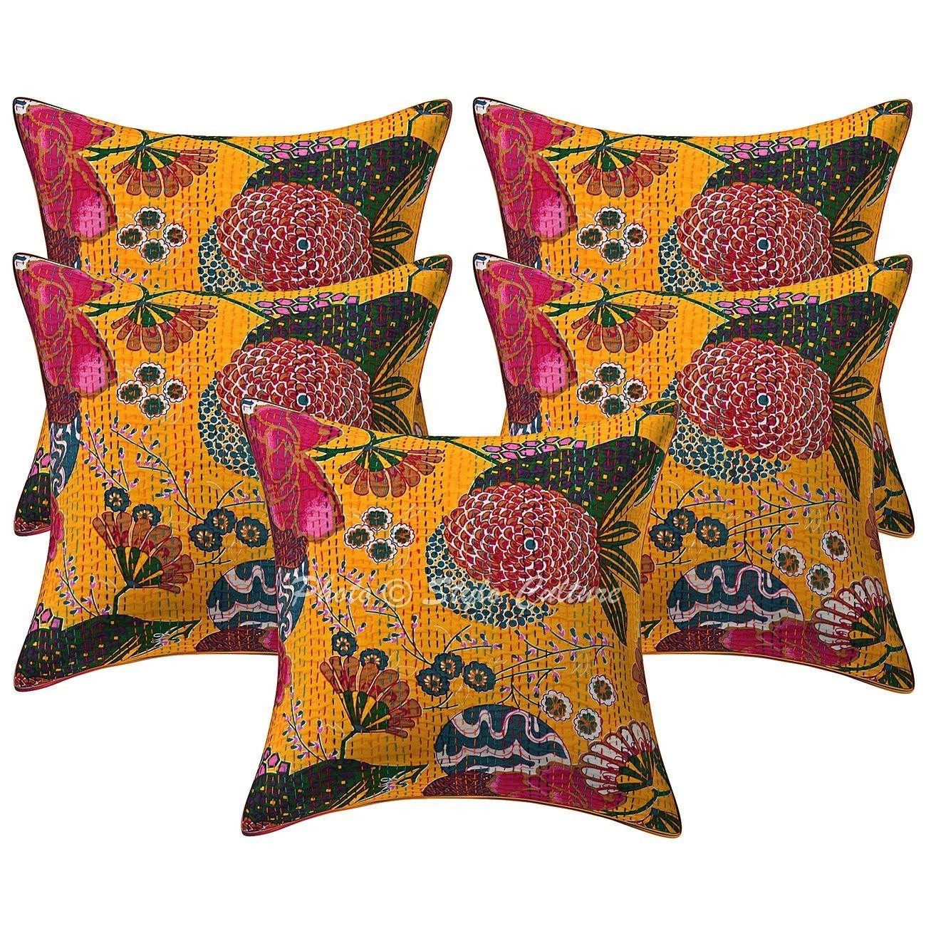 Throw Pillow Covers Cotton Decorative Kantha Tropicana Home Decor Cushion Cover