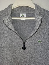 Vintage Lacoste Men Cotton Cashmere Mix 1/4 Zip Sweater Jumper Sz 6 L Grey NICE
