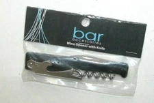 NEW NWT Bar Wine Opener Knife Corkscrew Black