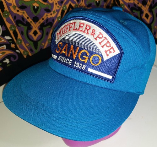 Cool/New VINTAGE Bright Blue Zipback SANGO Muffler & Pipe Large Trucker Hat