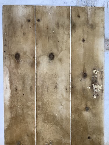 30"X 67 7/8" Very Old Internal Stripped Pine 3 Plank Ledge Door Reclamation - Picture 2 of 12