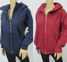 Women's Long Sleeve Zip-Front Hooded Fleece Jacket w Pockets Size XS M